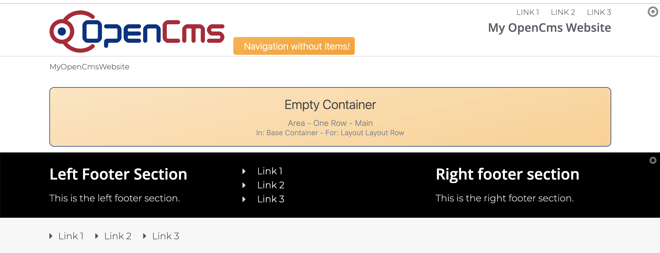 The final template model with header and footer (c) Alkacon Software The final template model with header and footer