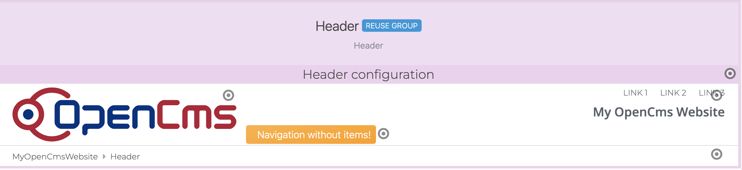 Add content to the header model group (c) Alkacon Software Add content to the header model group