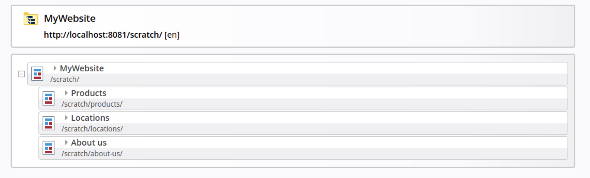 Multiple pages in the Sitemap Editor, renamed