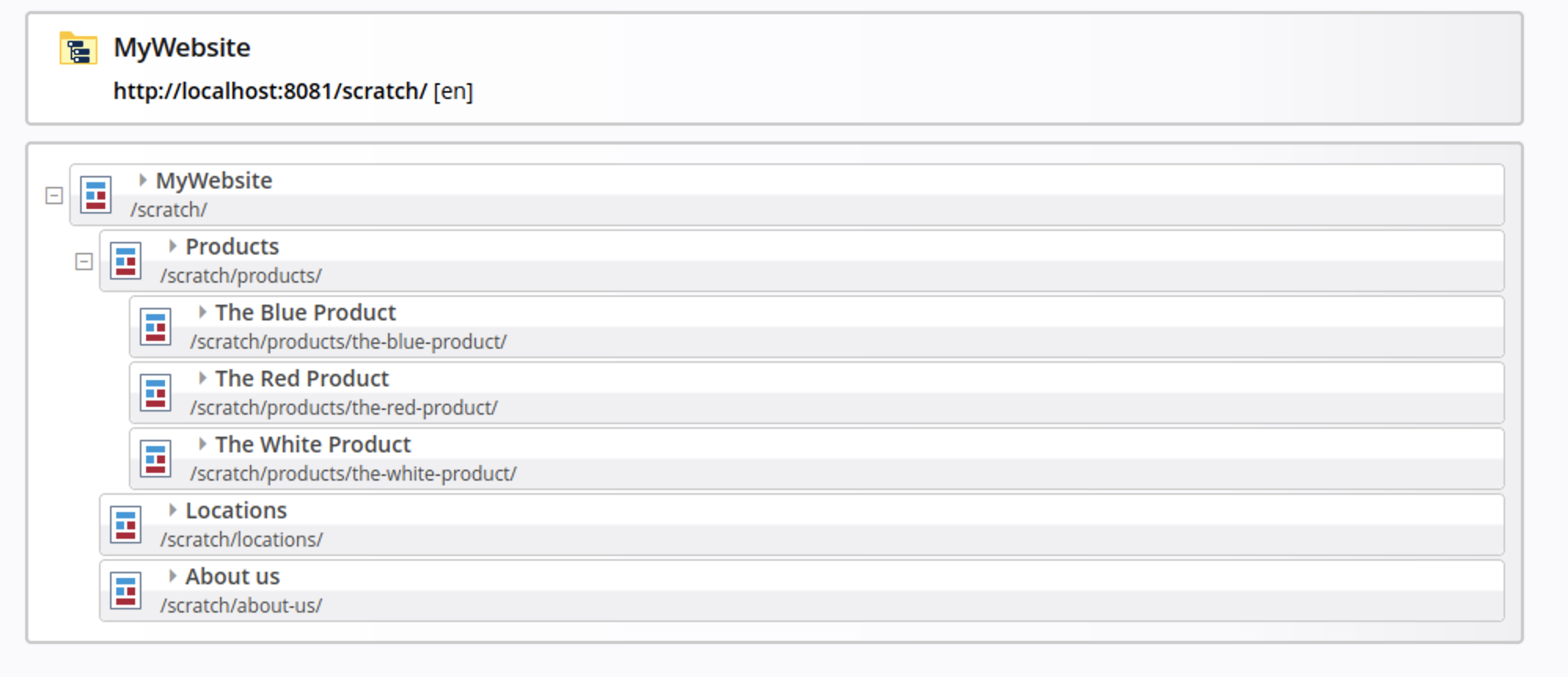 Child pages, renamed in the Sitemap Editor